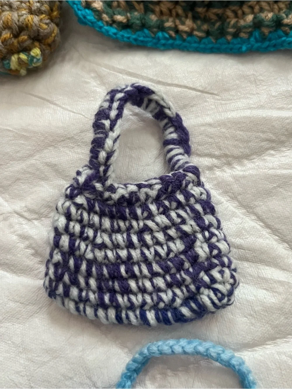 Set of 9 Handmade Crochet Mini Bags Doll Accessories Gift Collectible Decor